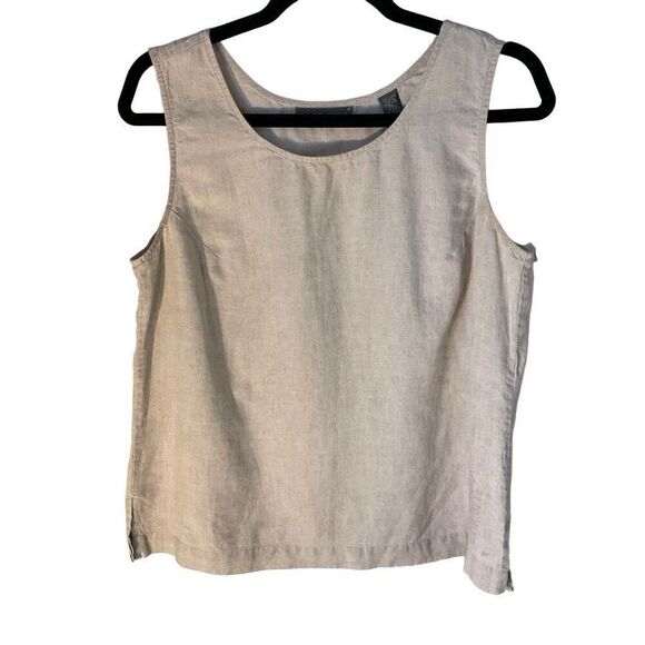 Kate Hill 100% Linen Tank Top, PL. Wheat. Capsule Wardrobe - Picture 4 of 11